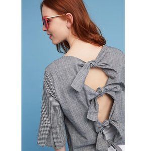 🎈Anthropologie Fluttered Bow-Back Blouse Size L